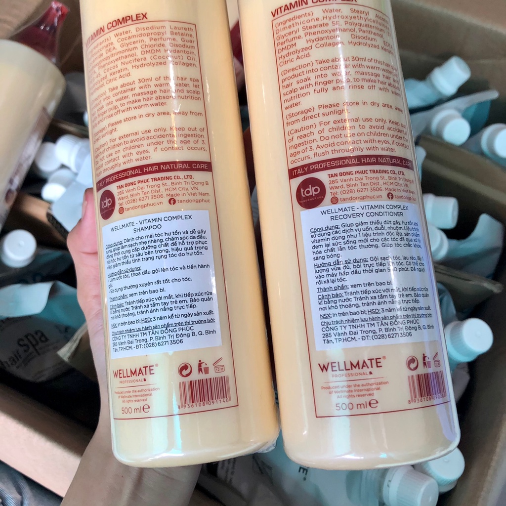 ✅ Combo dầu gội xả chống rụng, phục hồi WELLMATE 500mlx2 NEW 2021