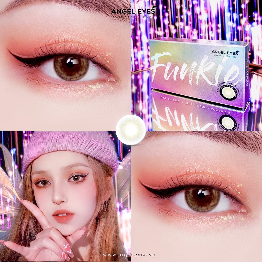 Kính Áp Tròng/ Lens mắt Xám Tây không giãn đeo 8-12h Funkie LIMITED POLYHEMA ĐỘ:0-6