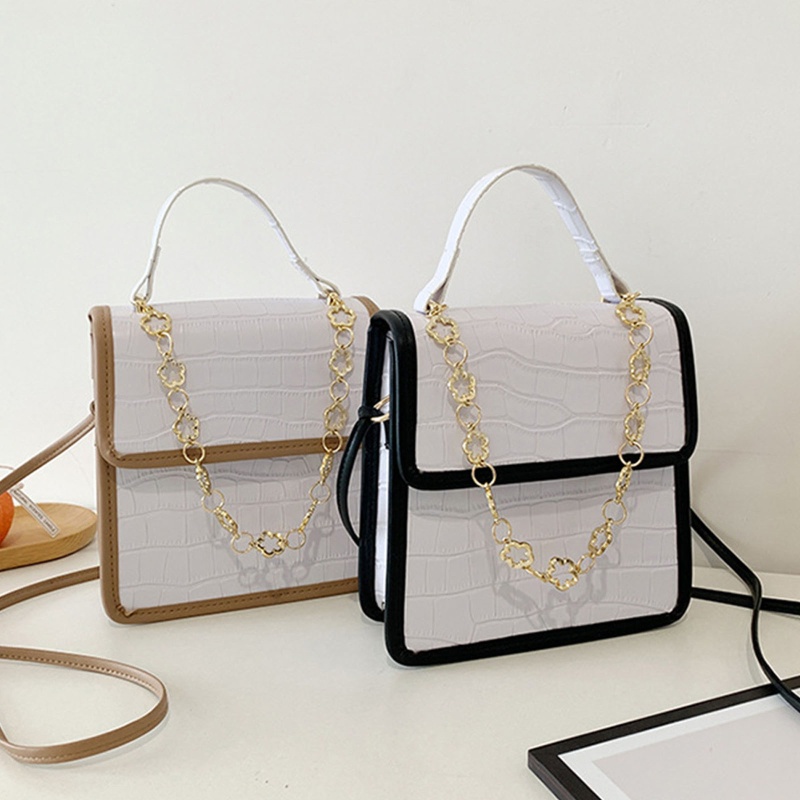 Túi Xách Da PU Vân Đá Phối Dây Xích Thanh Lịch Cho Nữ