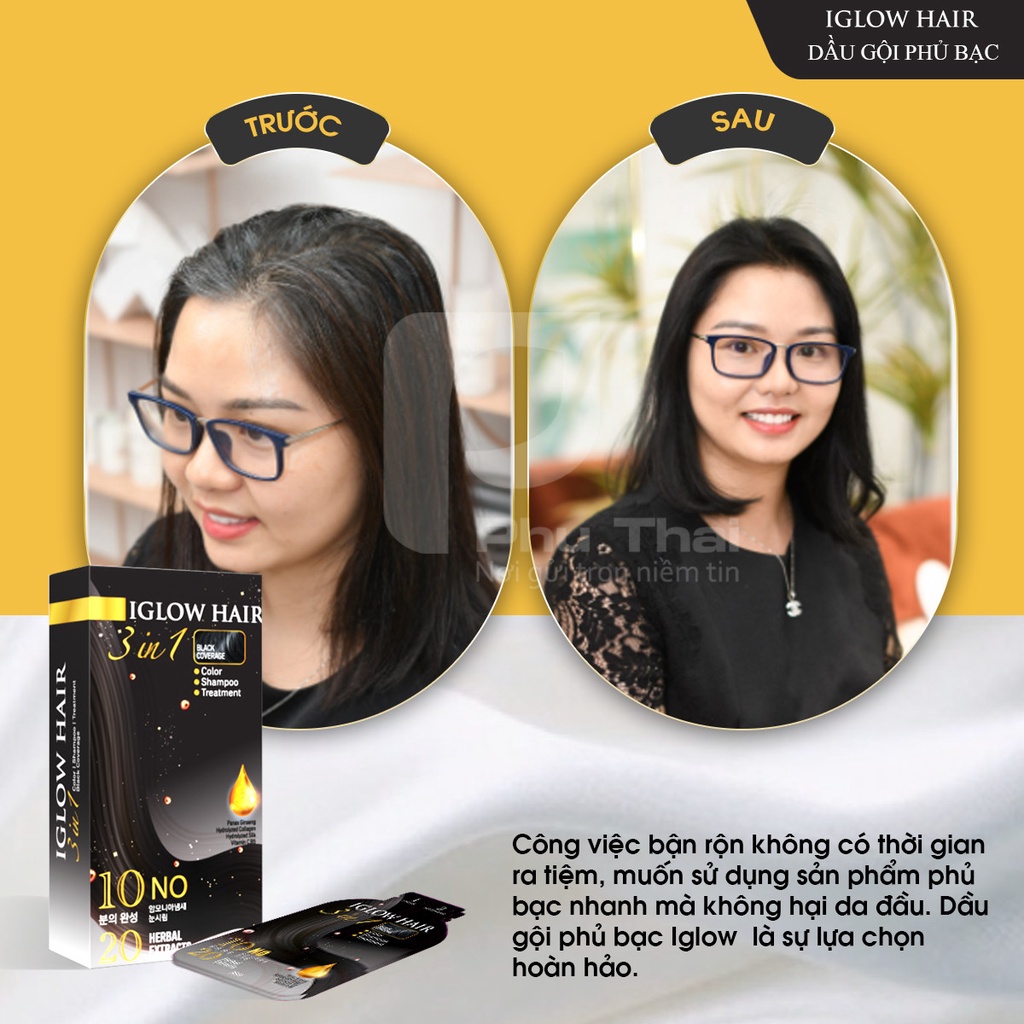 Dầu gội phủ bạc Iglow Hair 3in1 white hair cover số 1 tại Hàn Quốc - Út store