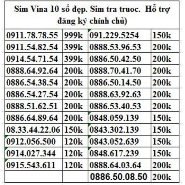 Sim Vina 10 đẹp
