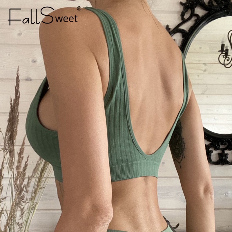 Áo ngực thể thao FallSweet không đường may cổ chữ v lưng đẹp gợi cảm cho nữ