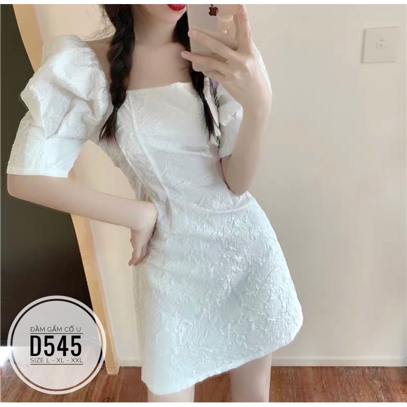 Bigsize Đầm gấm cổ U D545