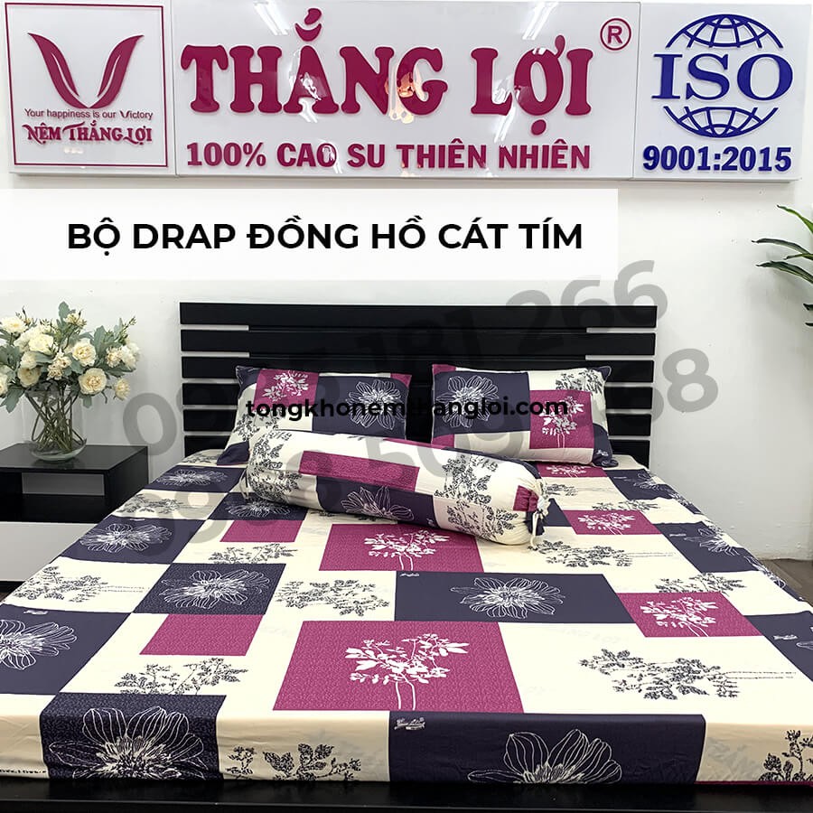 [Ảnh Thật] Đồng Hồ Cát Tím - Bộ Drap Cotton 4 món Thắng Lợi Chính Hãng