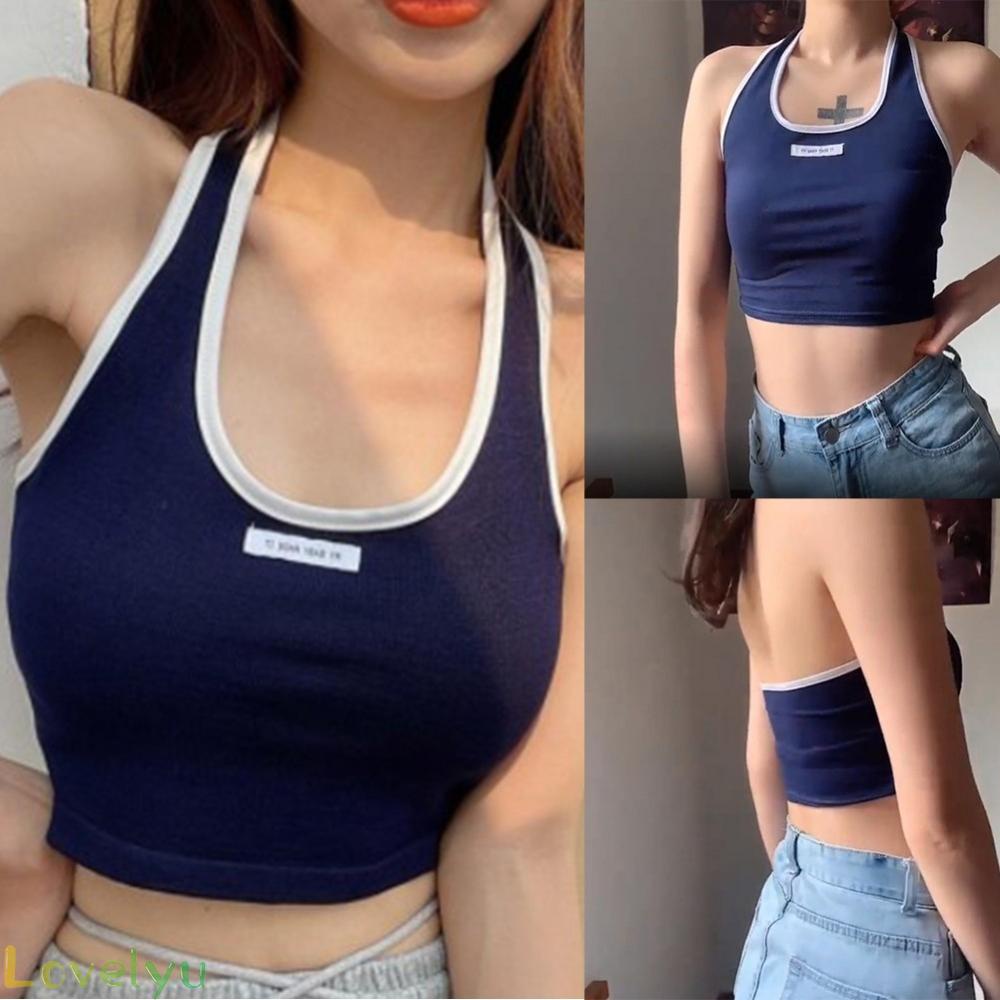 【LOVELYU】LomcWomen 3 Hole Crop Top Camisole Twopiece Sleeveless Uneck Sexy Fashion TJJjrB【Good Quality】