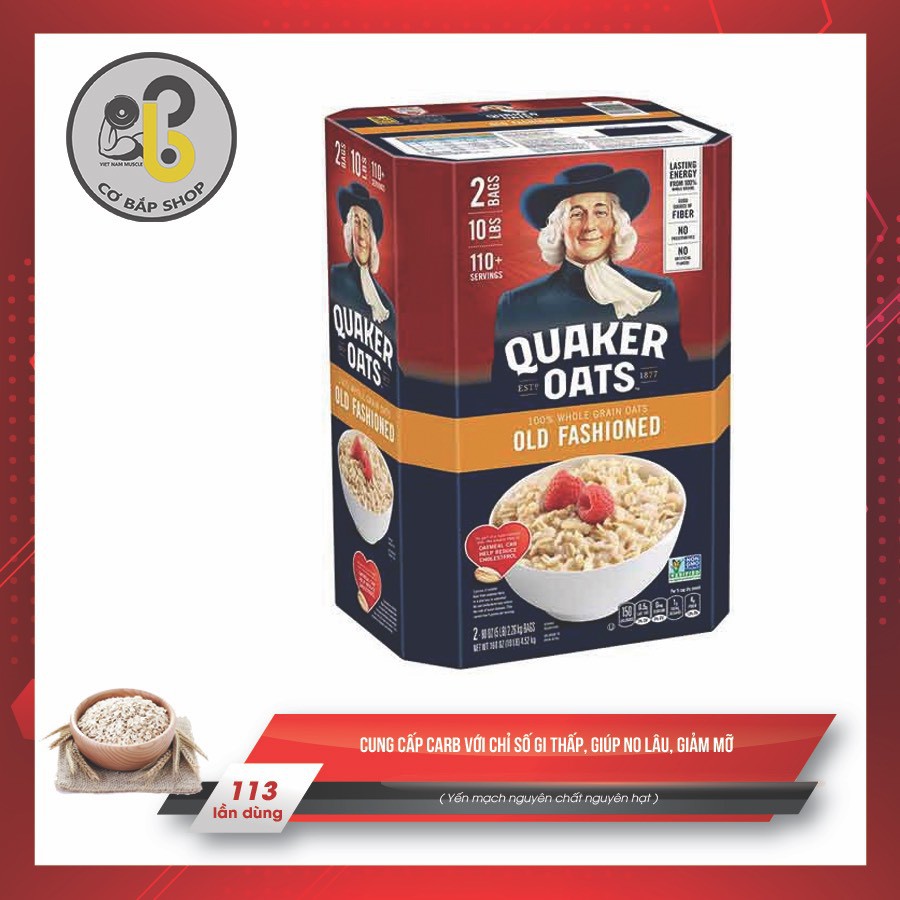 Yến Mạch Quaker Oats OLD FASHIONED Mỹ ( Nguyên hạt cán mỏng ) 4,52kg