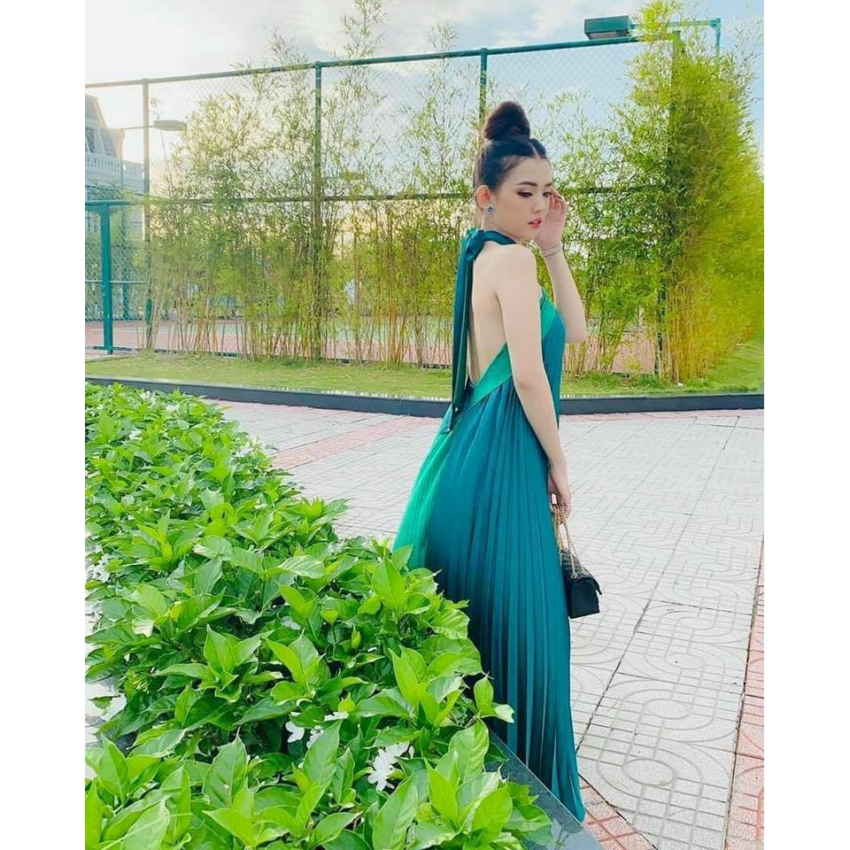 ĐẦM MAXI DẬP LI CỔ YẾM BIG SIZE (KÈM VIDEO HÌNH THẬT) | BigBuy360 - bigbuy360.vn