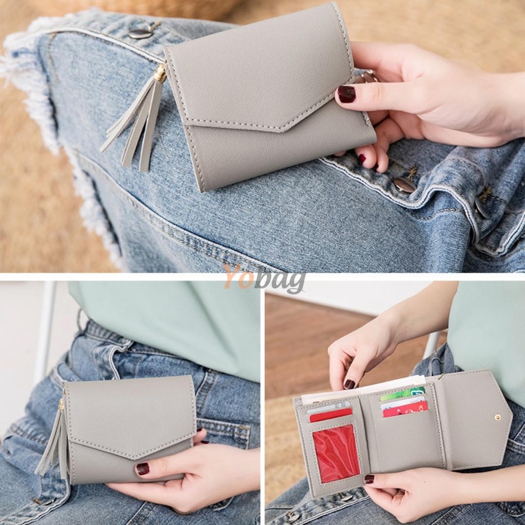 Ví nữ mini cầm tay có nhiều ngăn đựng thẻ, đựng tiền da PU Hàn Quốc VN1