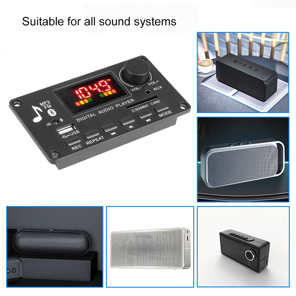 Mô Đun Khuếch Đại Âm Thanh mp3 2*40W Hỗ Trợ Bluetooth 5.0 5V-26V Cho Xe Hơi FM Radio mp3