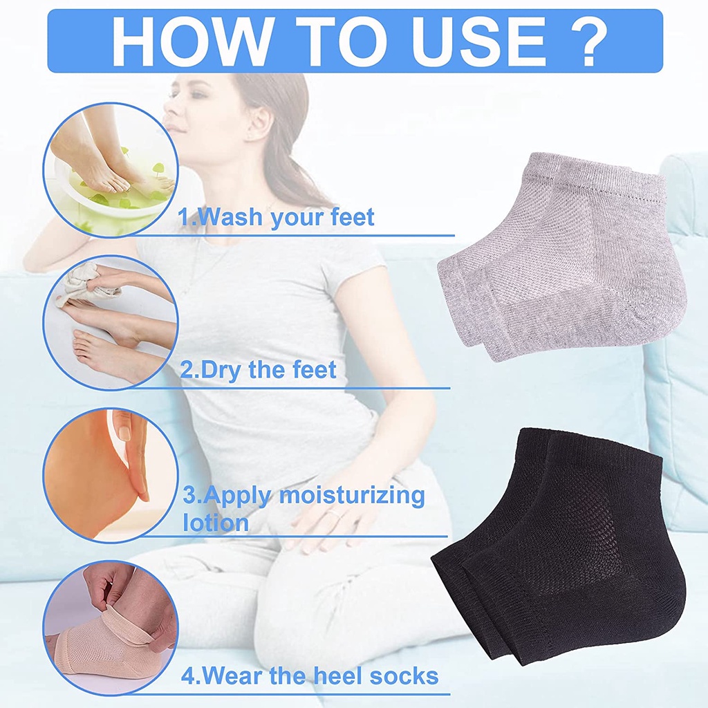 Vớ Gel Lót Gót Chân Không Gây Đau Dưỡng Ẩm Hỗ Trợ Cải Thiện Tình Trạng Nứt Nẻ Gót Chân