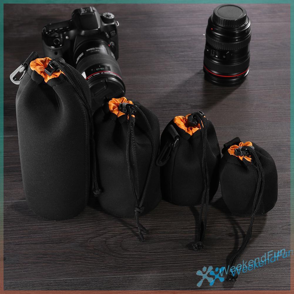 Túi đựng ống kính máy ảnh bằng neoprene mềm mại không thấm nước lót lông cừu có dây rút