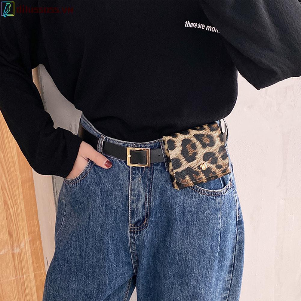 ví Túi thắt lưng Casual Women PU Mini Waist Fanny Bag Retro Animal Pattern Bum Money Pouches