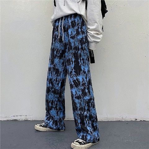 Quần Ống Rộng IN HÌNH Quần Baggy Cạp Cao Thun Dài Rách Đùi Unisex Siêu Hot