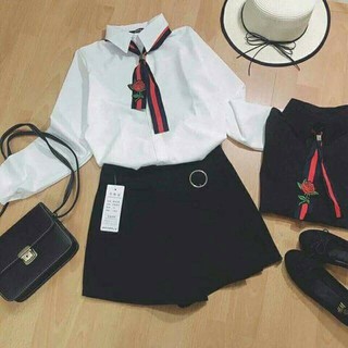 Quần short nữ giả váy vạt chéo