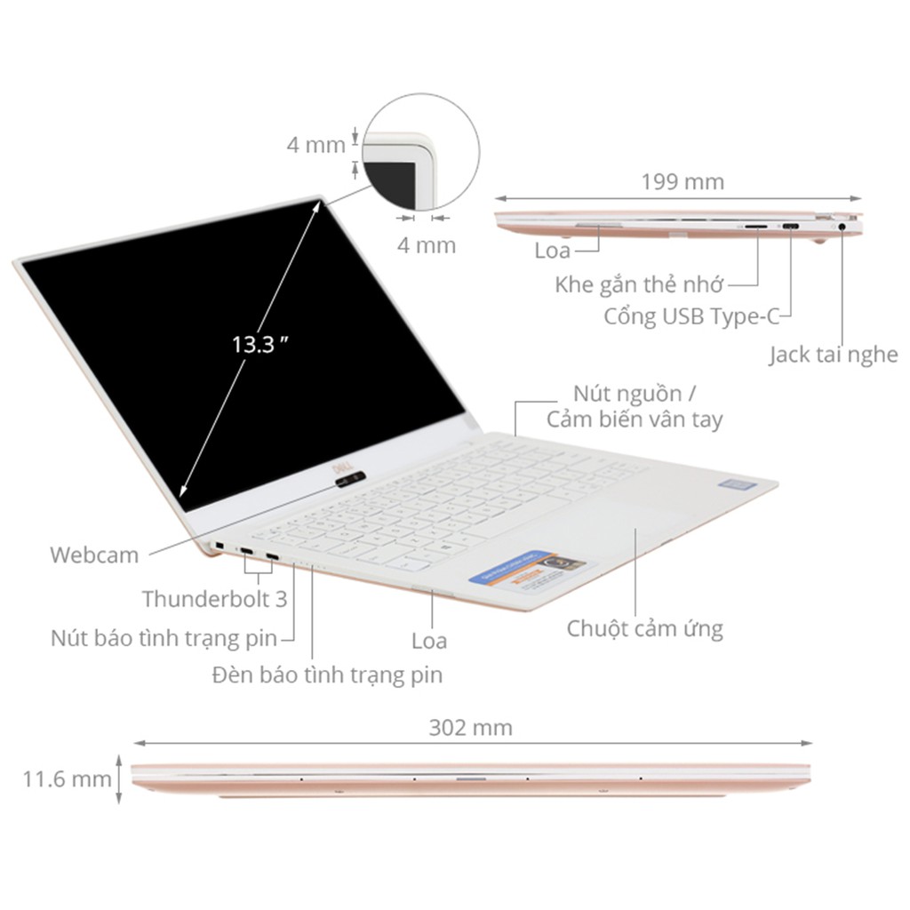 Dell XPS 9370 FHD, i7 8650, RAM 16 GB, SSD 512 GB 99% | BigBuy360 - bigbuy360.vn