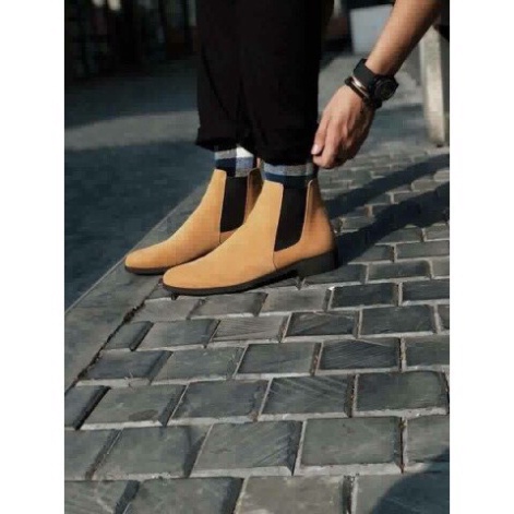 Giày Chelsea boots cao cổ thời trang nam chất liệu da lộn màu nâu | BigBuy360 - bigbuy360.vn