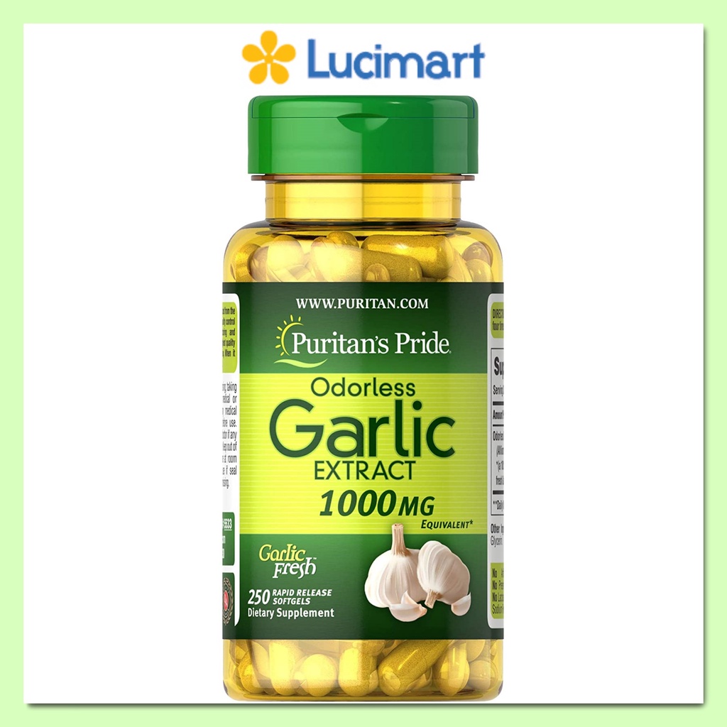 Viên uống tinh dầu tỏi Odorless Garlic Extract 1000mg Puritan’s Pride 250 viên nang mềm