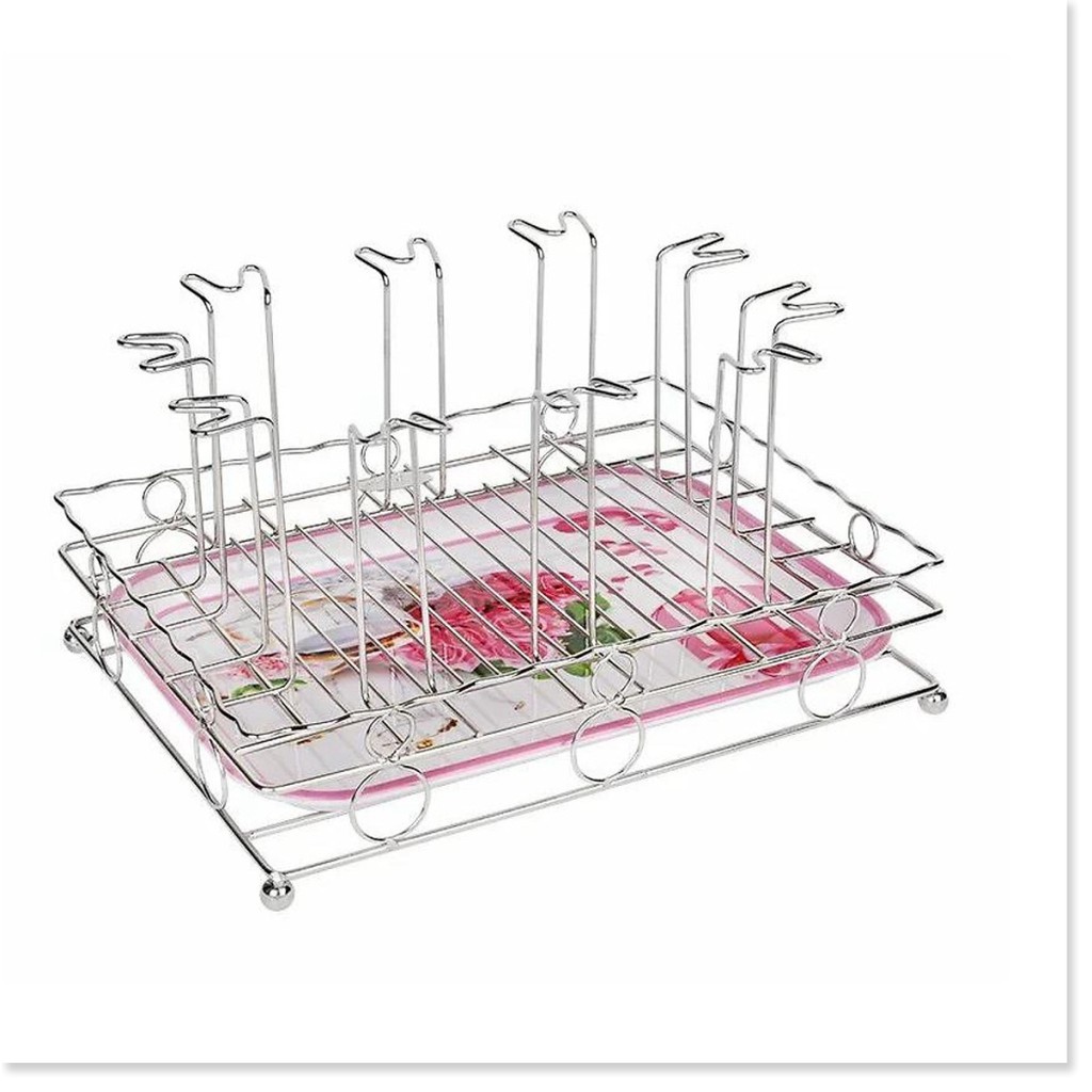 Khay úp ly inox Thái Long cao cấp 25 x 33 x 17 cm - kèm khay phíp đựng nước