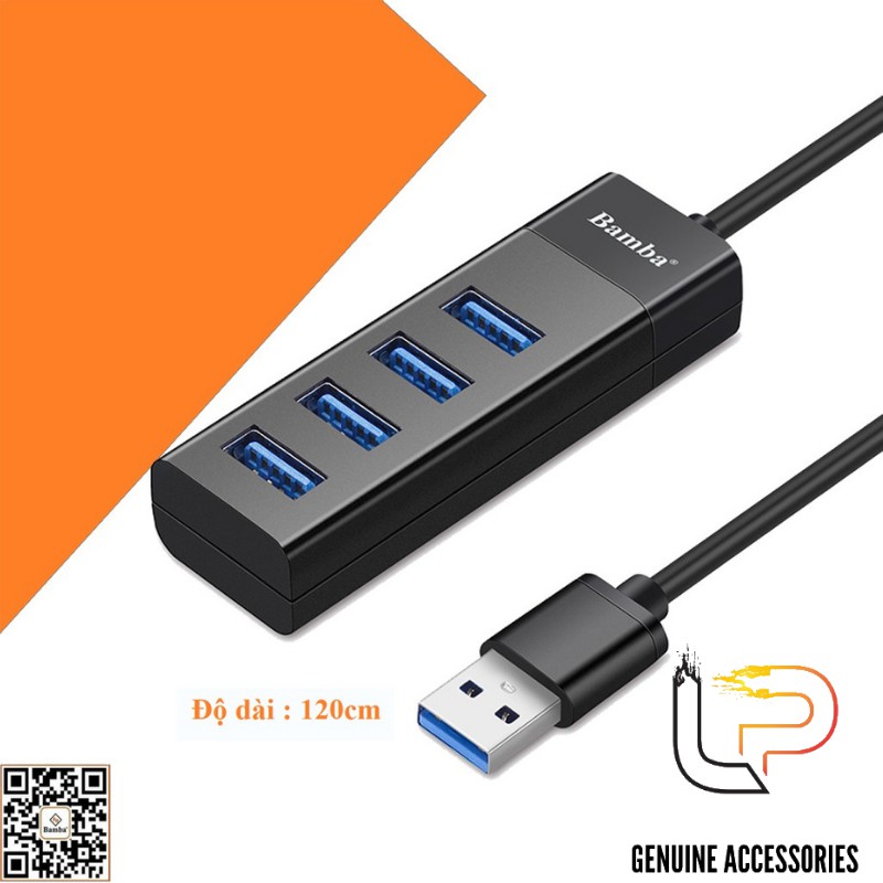 BỘ CHIA 4 CỔNG USB 3.0 CÓ LED BAMBA B4 - HUB USB 4 PORT 3.0 BAMBA B4