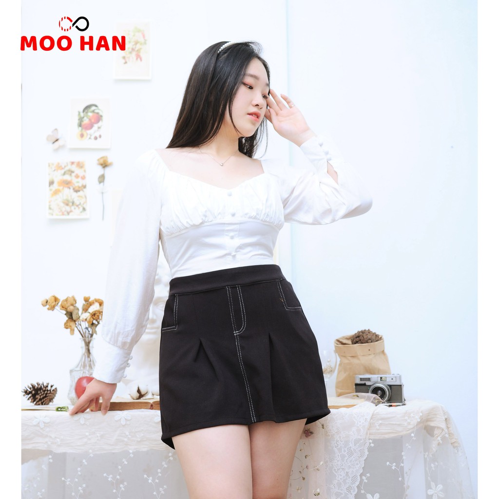 BIGSIZE MOOHAN, CHÂN VÁY BIGSIZE VIỀN CHỈ TRẮNG CÓ LÓT QUẦN