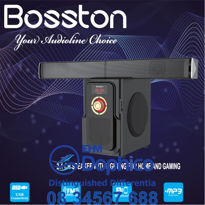 Loa vi tính 2.1 Bosston T4000 – Bluetooth –  Led RGB – Chính Hãng – Tích hợp USB, Thẻ nhớ, FM công suất 60W