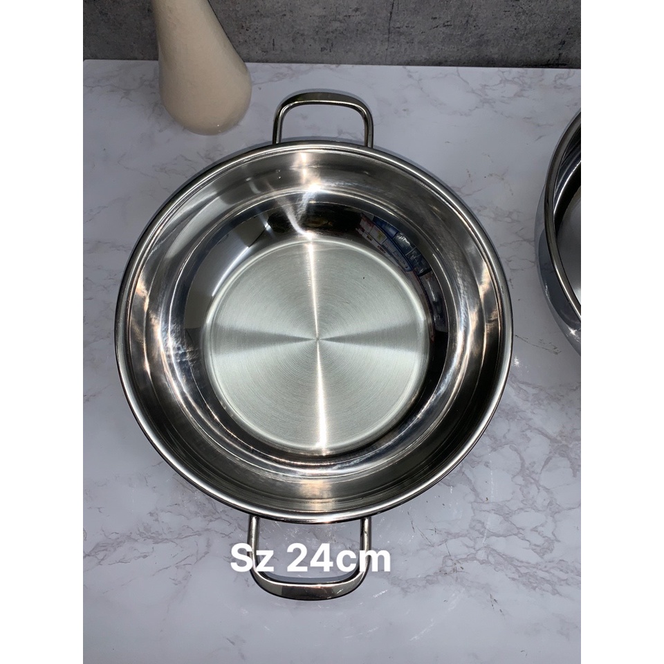 Nồi lẩu 3 đáy inox 430 Fivestar sử dụng bếp từ - vung kính 24/26/28/30cm - Hàng chính hãng