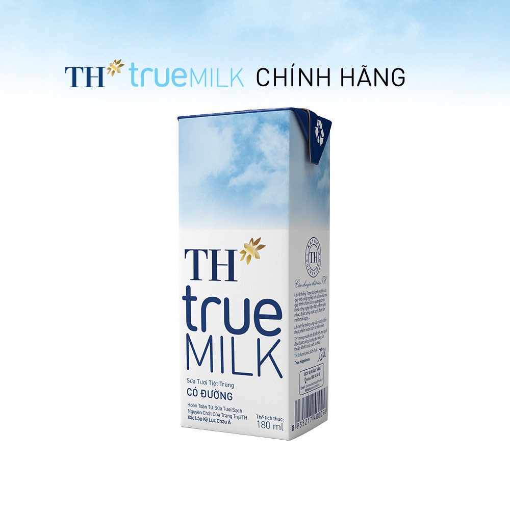 8 Lốc sữa tươi tiệt trùng có đường TH True Milk 180ml (180ml x 4 hộp)