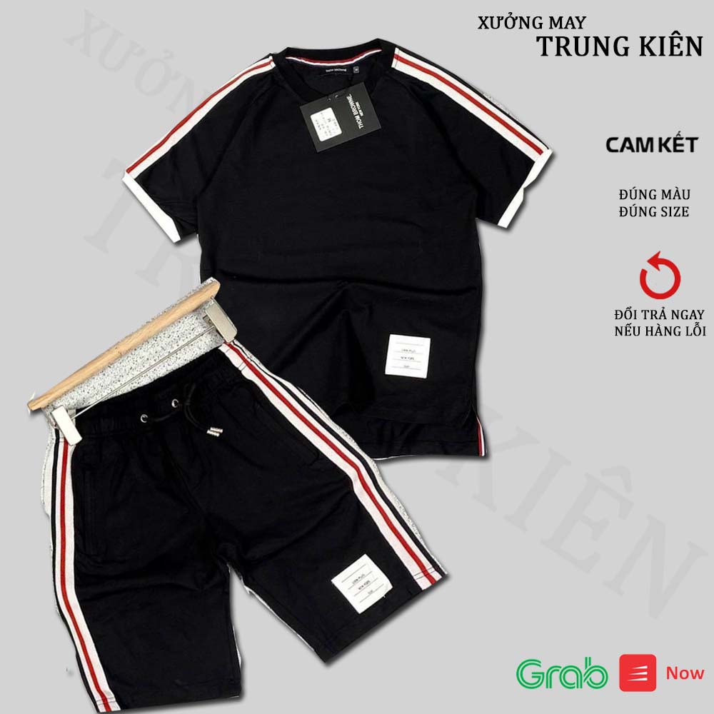 Đồ Bộ Thun Hè, Bộ Quần Áo Thể Thao Nam Phối Dây Hot Trend 2021 Chất Thun Co Giãn Thoáng Mát