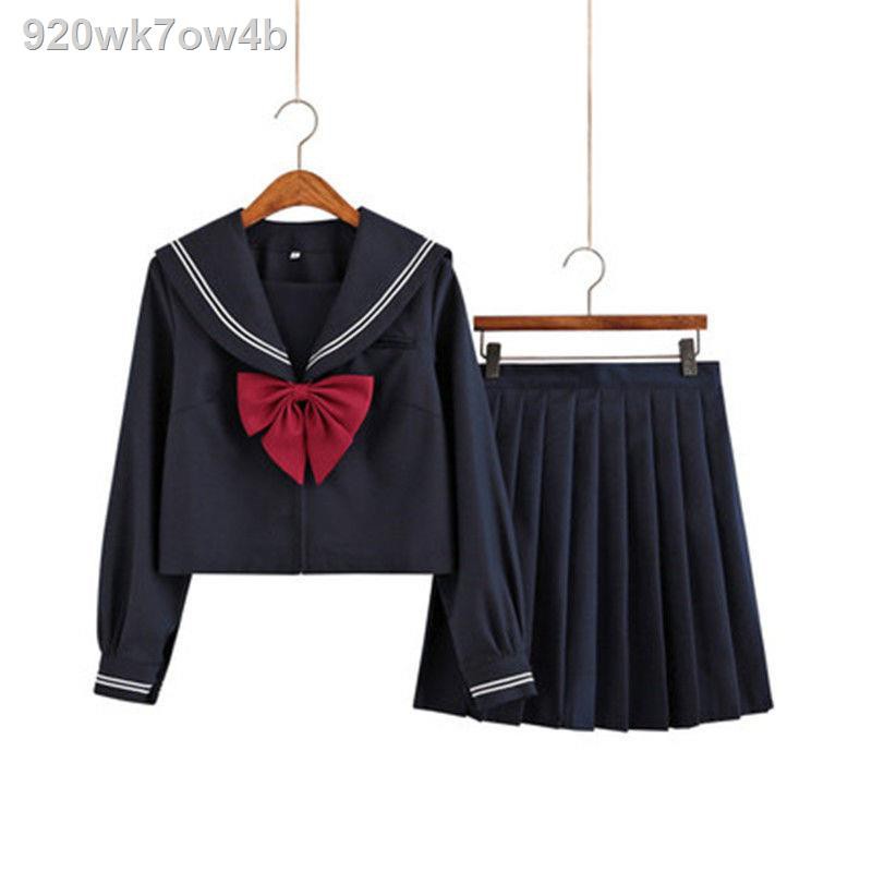 váy tennischân váy suông❖Váy đồng phục JK ba cuốn màu đen chính hãng phong cách cơ bản thủy thủ thống phù hợp vớ