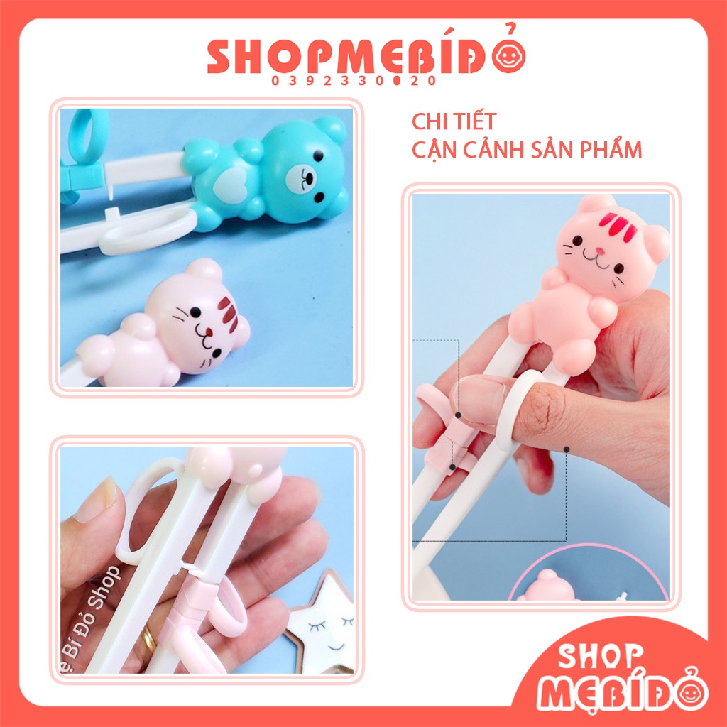 Đũa Tập Ăn Xỏ Ngón Cho Bé Tập Gắp Hình Gấu Mèo Dễ Thương AT20