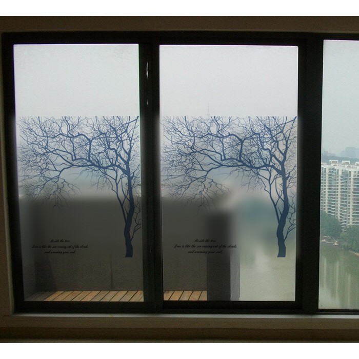 Decal dán kính Cao Cấp - Cây không Lá xám tro