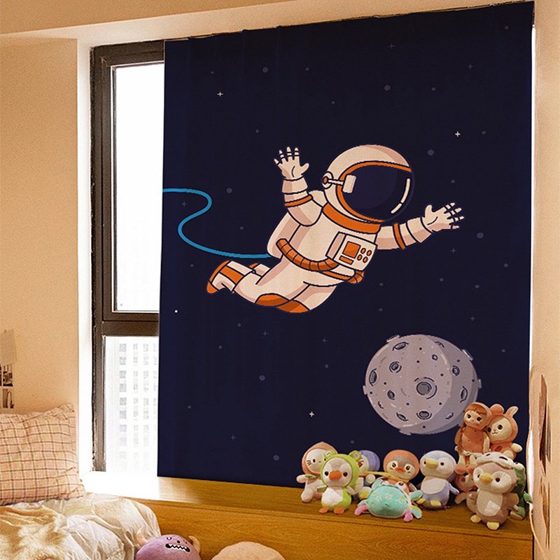 Rèm treo cửa họa tiết phi hành gia hoạt hình xinh xắn bắt mắt