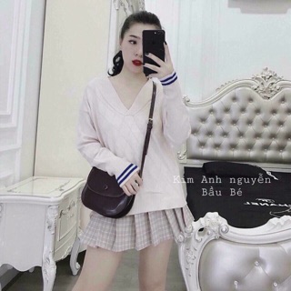 áo len trễ vai cổ tim