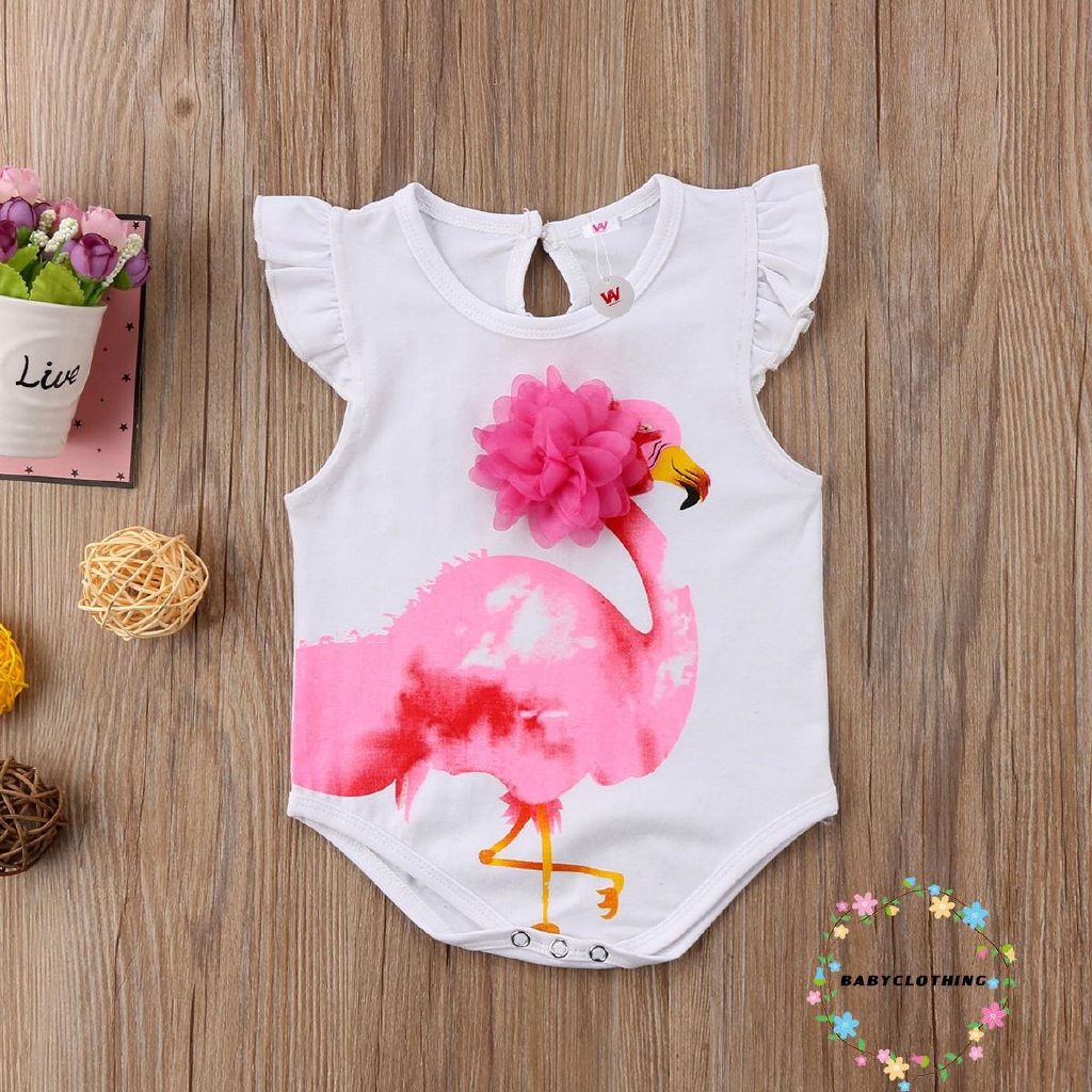 ღWSVღNewborn Baby Girls Flamingos Bodysuit Romper Outfits Clothes Sunsuit