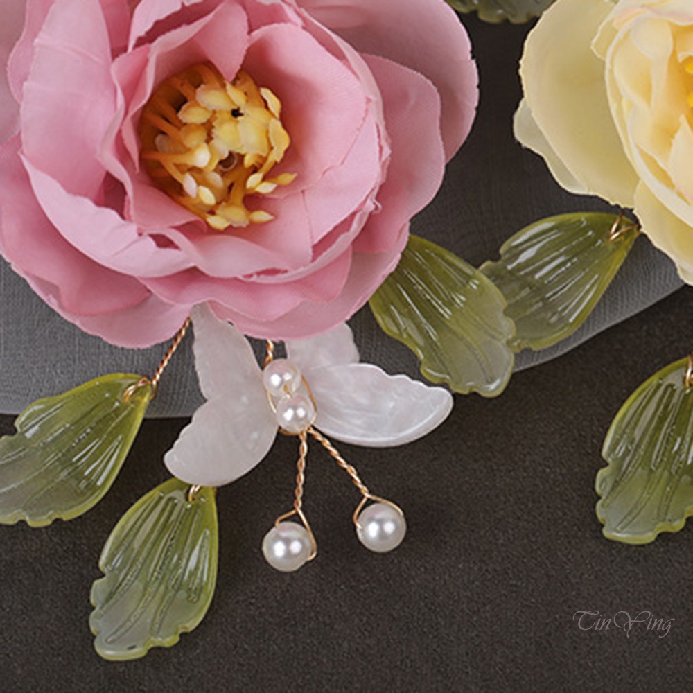 Kẹp tóc lụa GETNOIVAS hình hoa phong cách Trung Quốc thời trang cho bé gái