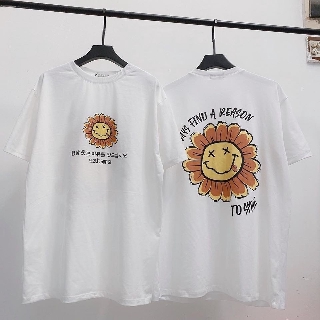 Áo Thun Hoa chữ Hàn hình thật (form unisex)