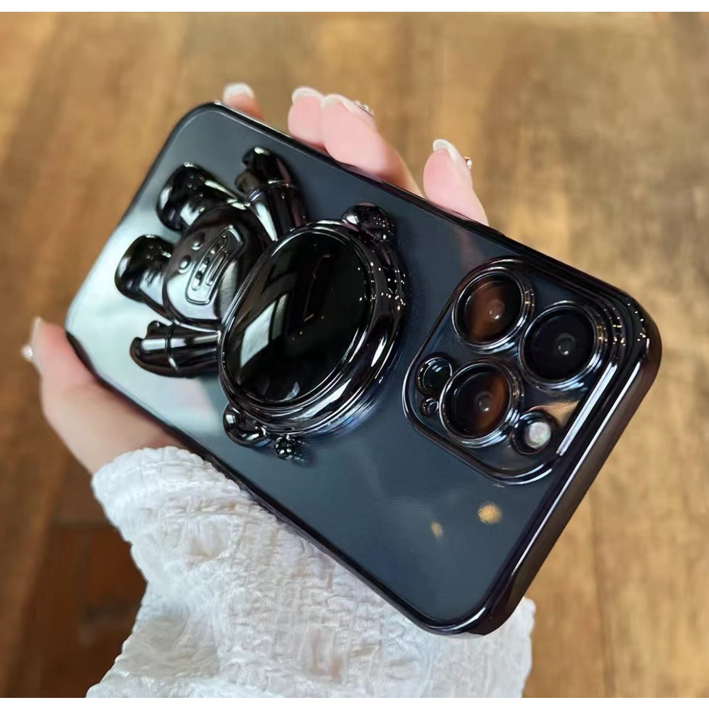 Ốp Điện Thoại TPU Dẻo Họa Tiết Phi Hành Gia Kèm Giá Đỡ Chống Rơi Cho Iphone 13 12 11 Pro Max Xs Max Xr 8 7Plus