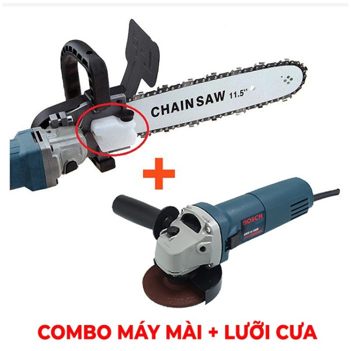 [COMBO] Máy mài góc Bosch + Lưỡi cưa xích - Biến máy mài thành máy cưa siêu rẻ - Xẻ gỗ - Tỉa cành - Đánh bóng