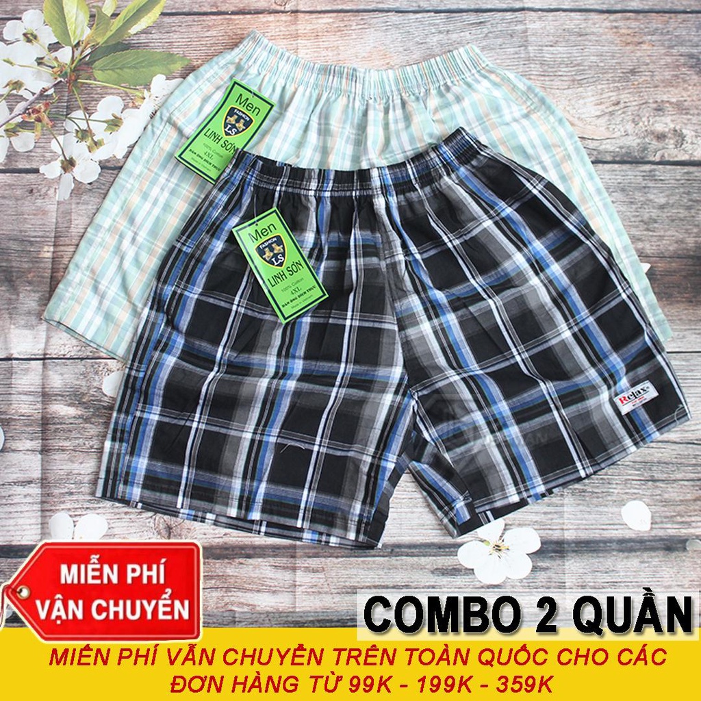 COMBO 2 Quần Đùi Nam Caro Có túi- Mặc nhà BM02
