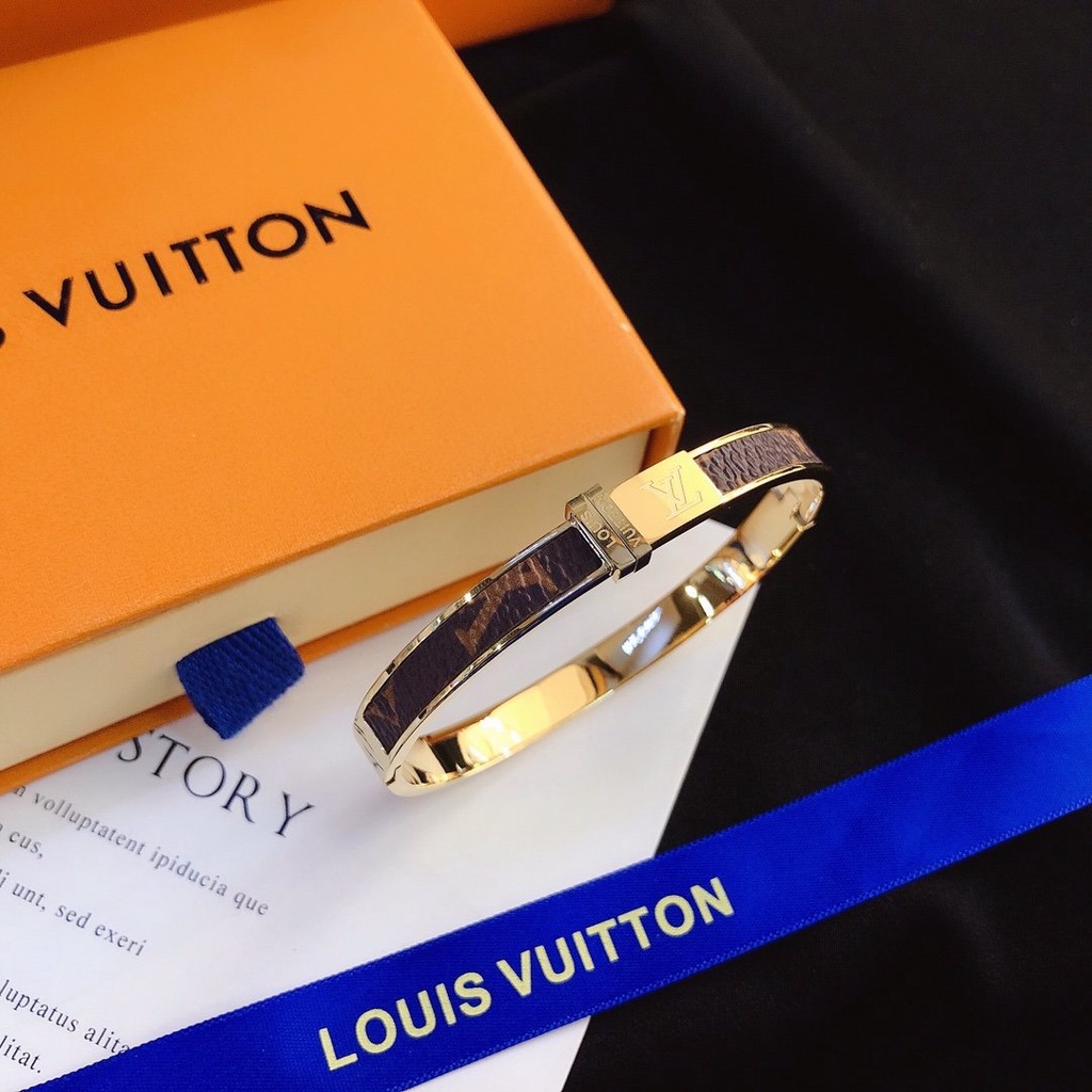 LOUIS VUITTON Vòng Đeo Tay Bằng Thép Titan Họa Tiết LV Sang Trọng Dành Cho Nam Nữ