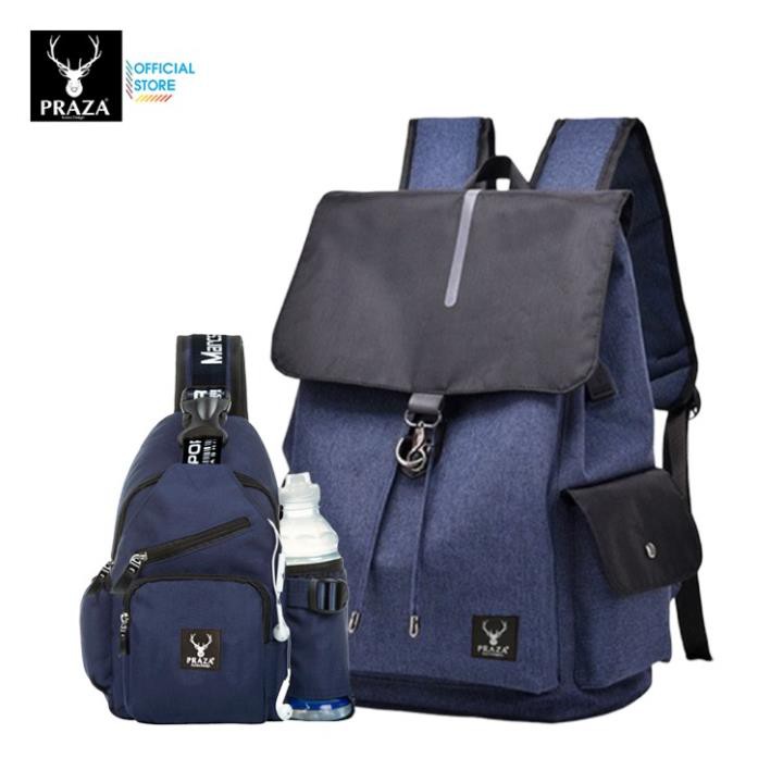 ⚡FREE_SHIP⚡ Bộ Balo Nam Nữ Có Cổng Sạc USB, Balo Phối Màu & Túi Đeo Chéo Unisex PRAZA - BL181DC108