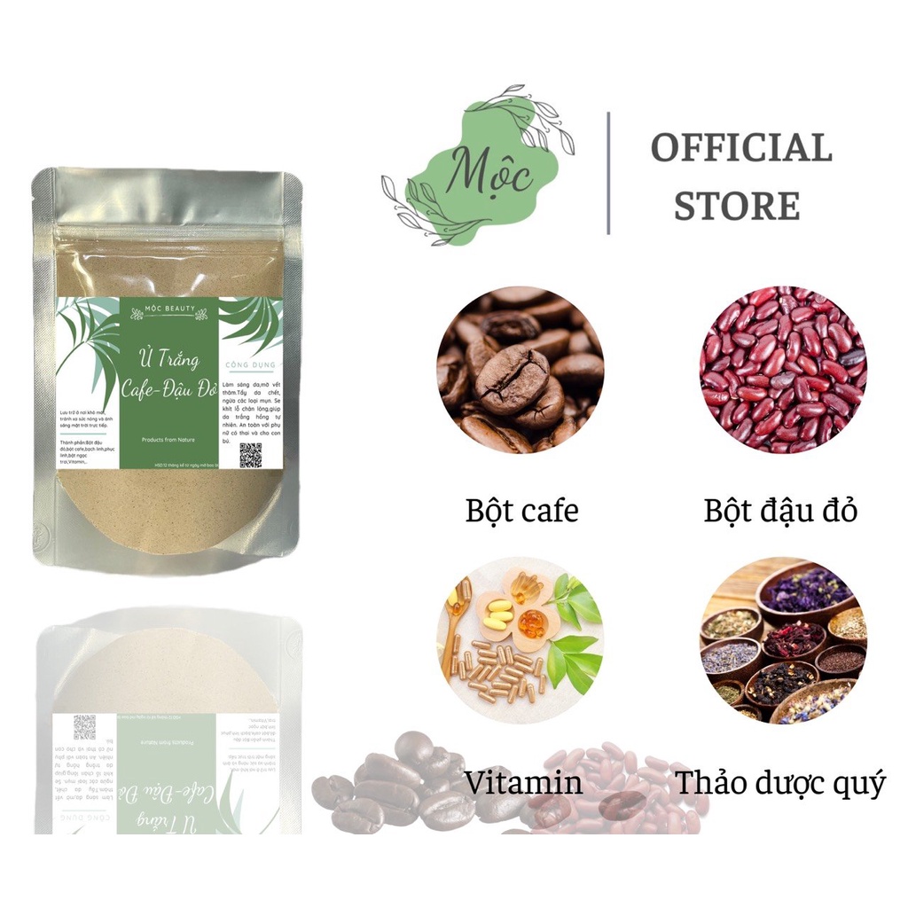 Bột ủ trắng cafe đậu đỏ 100gr trắng da