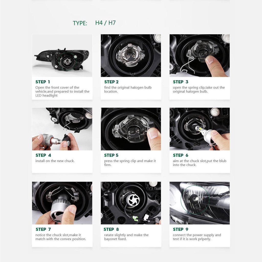 2 Bóng Đèn Pha Xe Hơi F2 72w 12000lm 6500k Led H7