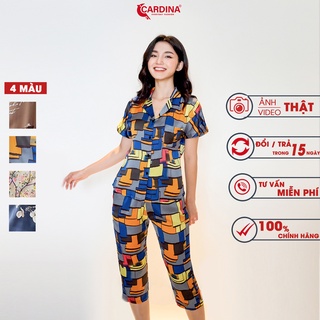 Đồ bộ pijama nữ 𝐂𝐀𝐑𝐃𝐈𝐍𝐀 chất lụa satin nhật cao cấp họa tiết độc đáo 2sf10