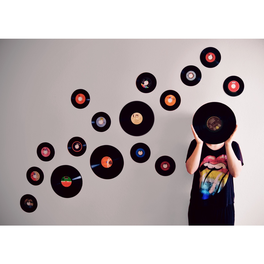 Đĩa than vinyl decor đủ các cỡ trang trí tường retro phòng trà, quán cafe, phòng ghi âm, trà sữa
