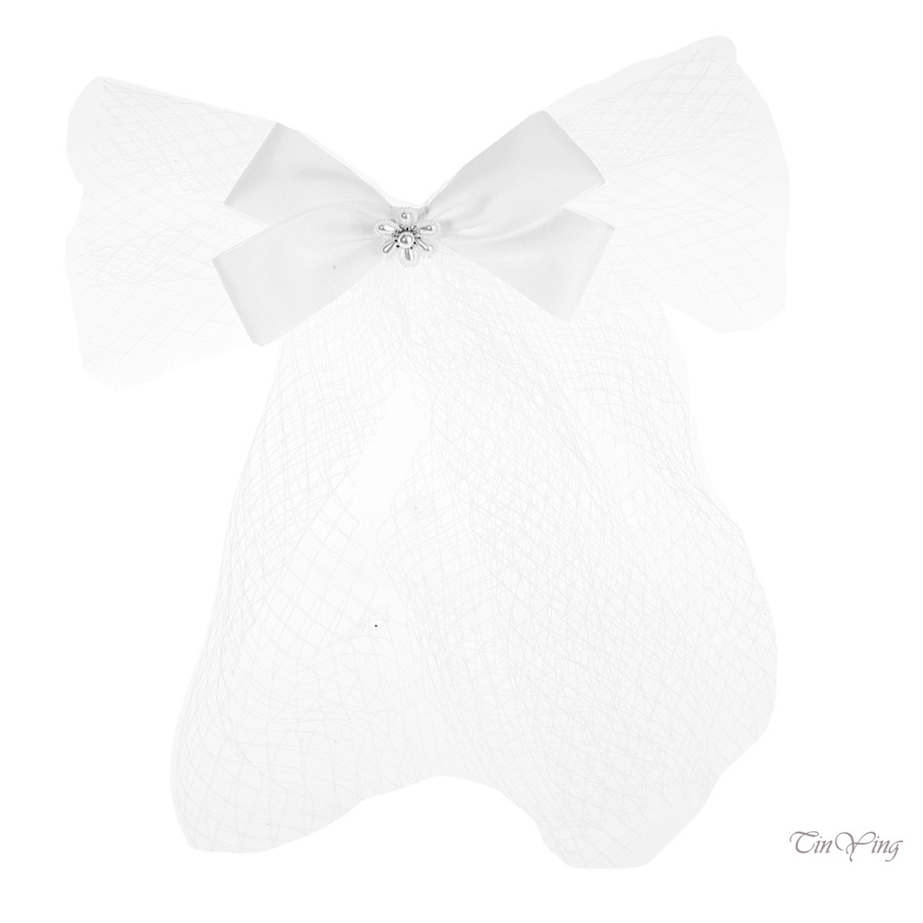 GETNOIVAS Mạng Che Mặt Cô Dâu Thiết Kế Thắt Nơ Lớn 35 x 10Cm Chất Liệu Bền Thiết Kế Tinh Tế Thoải Mái