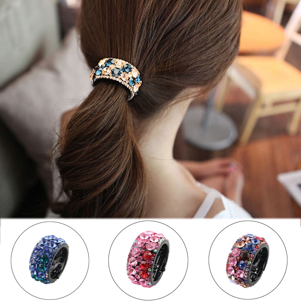 Kẹp tóc tròn đính đá xinh xắn cho nữ