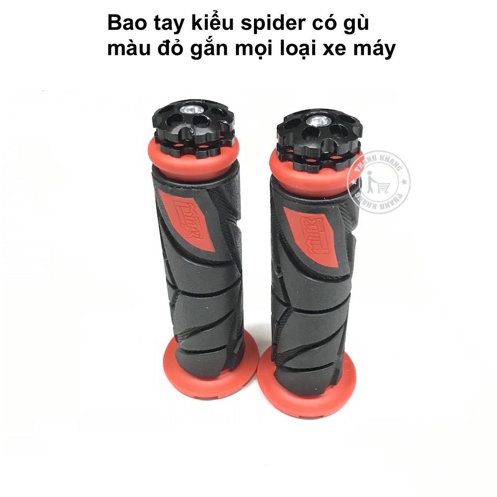 Combo 4 món chống đổ cao su trước sau bao tay spider và chụp ốc ngôi sao màu đỏ 006001429 006001519 006001378 006000562