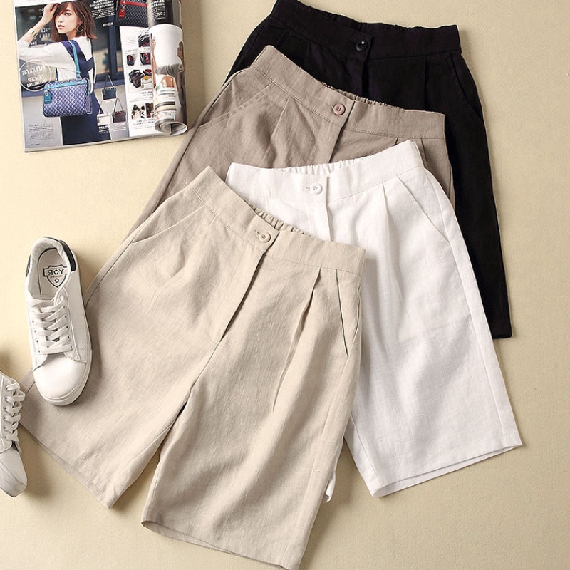 Quần sọt lưng cao chất Cotton size lớn thiết kế thanh lịch