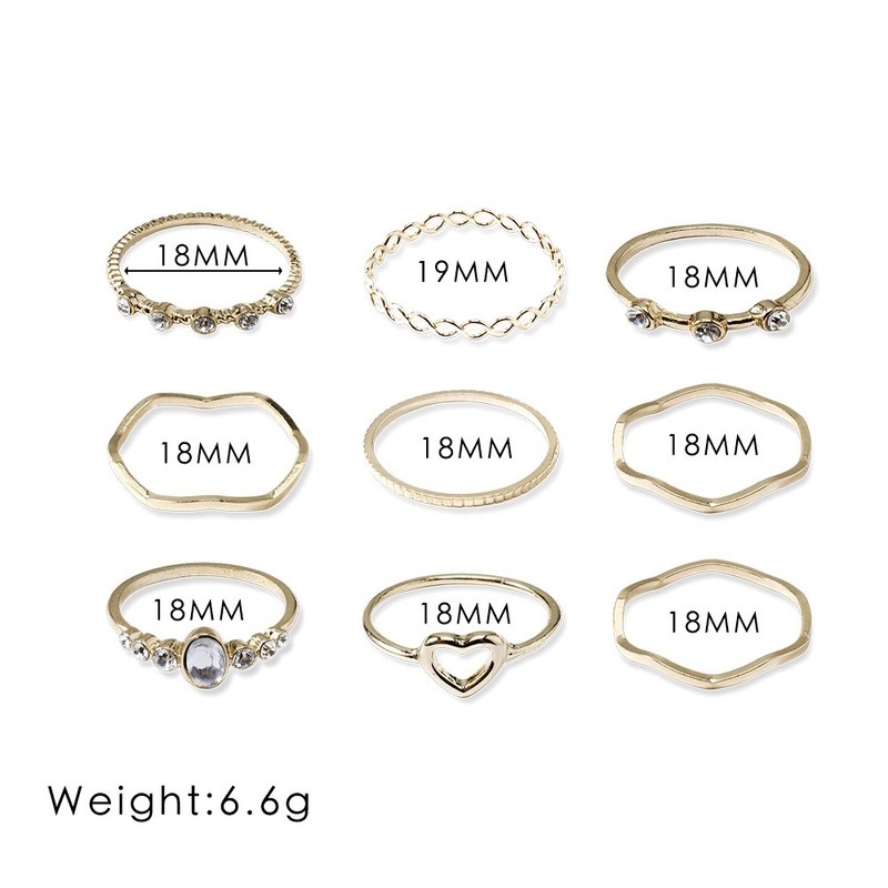 Set 9 nhẫn đeo khớp ngón tay WE FLOWER phong cách vintage cho nữ